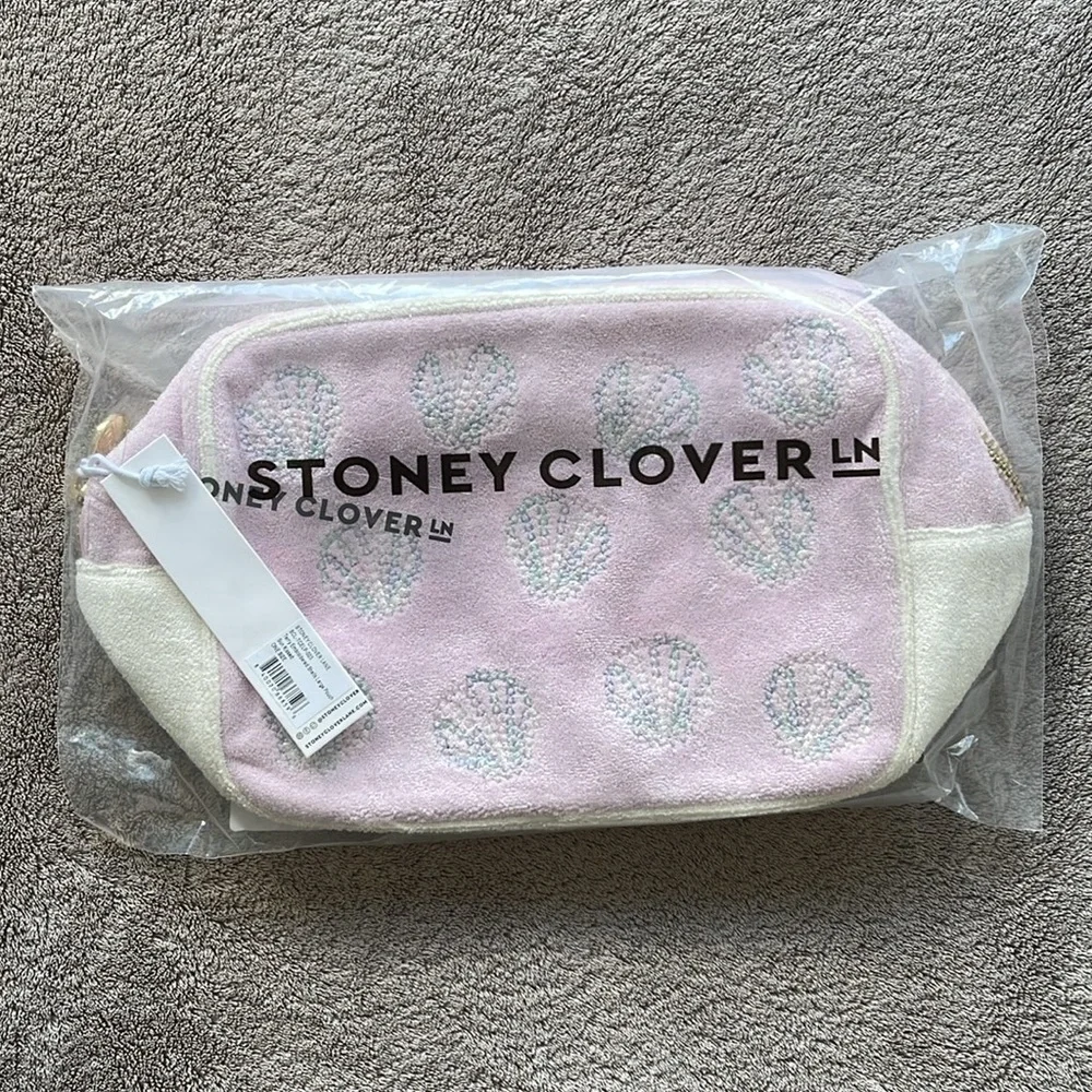 Stoney Clover Lane NWT SEASHELL embroidered TERRY Large POUCH